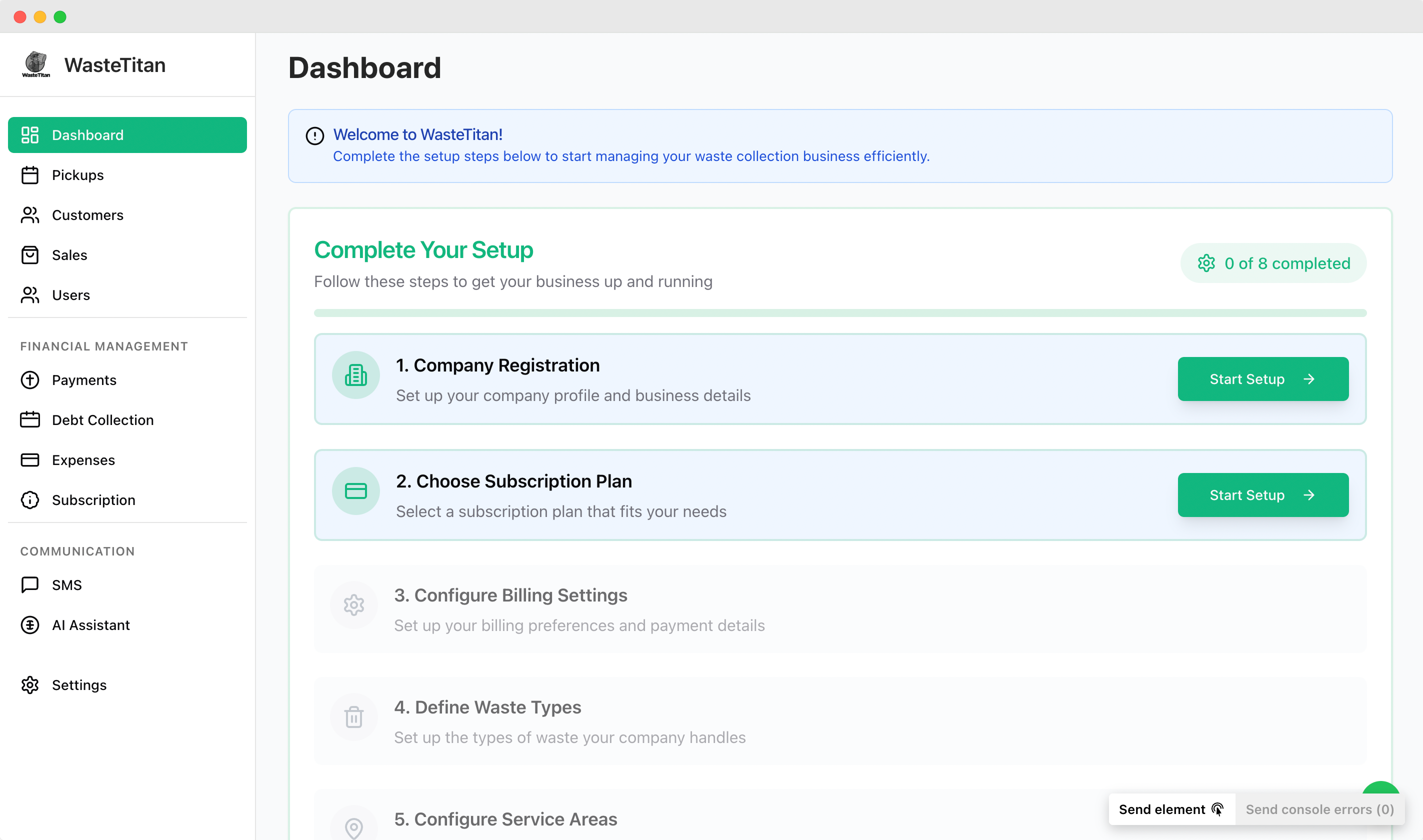 WasteTitan Platform Dashboard